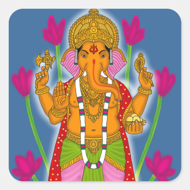 Adesivo Quadrado Ganesha Stickers & Keyring Combo (Frente)