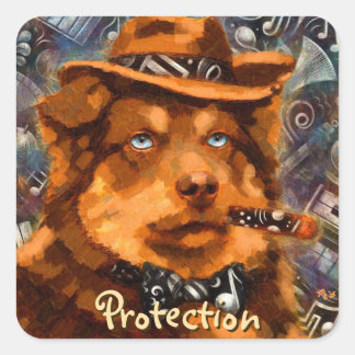 Adesivo Quadrado Gangster Canino Caprichoso Arte Retro Noir Olhos A