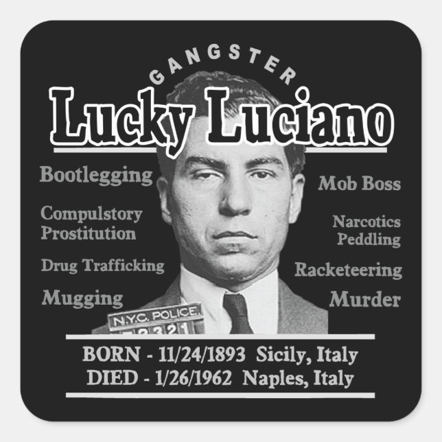 Adesivo Quadrado Gangster Lucky Luciano (Frente)