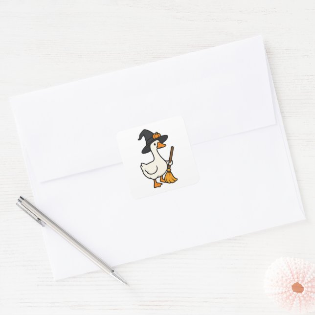 Adesivo Quadrado Ganso de Halloween bonito (Envelope)