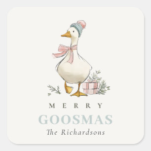 Adesivo Quadrado Ganso de Natal Goosmas Engraçado Natalino 