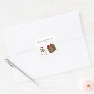 Adesivo Quadrado Ganso Ladrão de Presentes de Natal Personalizado