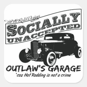 Adesivo Quadrado Garagem de Outlaw. Banda quente socialmente não ac
