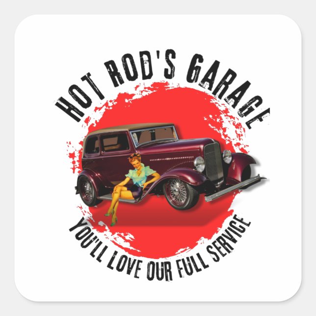 Adesivo Quadrado Garagem do Hot Rod (Frente)