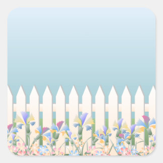 Adesivo Quadrado Garden Fence and Flowers Sticker