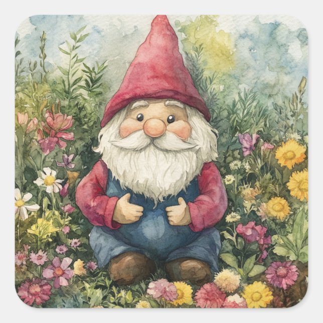 Adesivo Quadrado Garden Gnome (Frente)