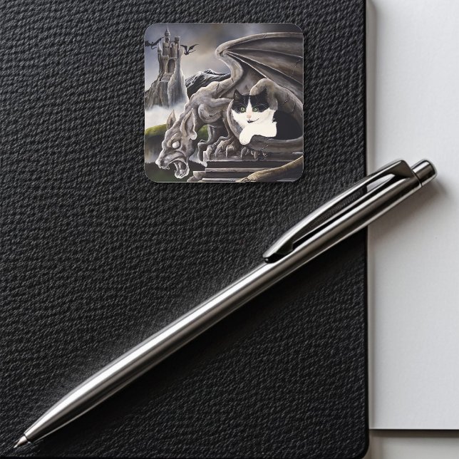 Adesivo Quadrado Gargoyle branco preto (Criador carregado)