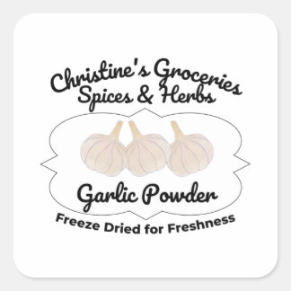 Adesivo Quadrado Garlic Powder spice jar.