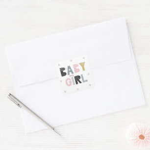 Adesivo Quadrado Garota-Bebê, bonitinha-pintada