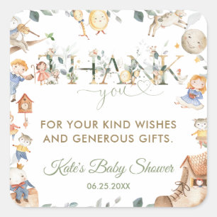 Adesivo Quadrado Garota Chá de fraldas de Rhyme Greenery