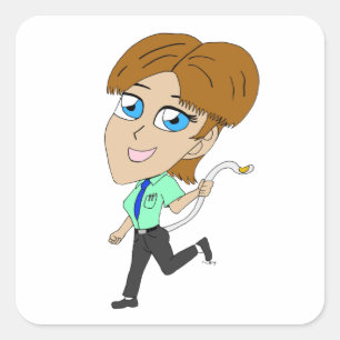 Adesivo Quadrado garota chibi com cauda