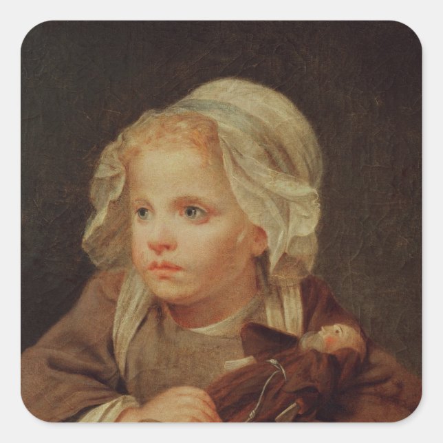 Adesivo Quadrado Garota com uma boneca (Frente)