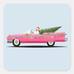 ADESIVO QUADRADO GAROTA DE PINK CLÁSSICO DE NATAL DE NATAL