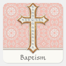 Adesivo Quadrado Garota Dourada da Primeira Comunhão do Ouro Cruzad