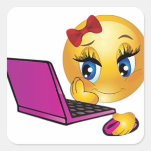 Adesivo Quadrado Garota Emoji Laptop