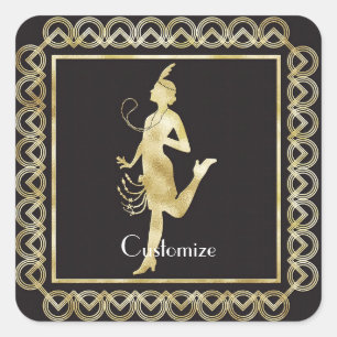 Adesivo Quadrado Garota Flapper de 1920 Thunder_Cove