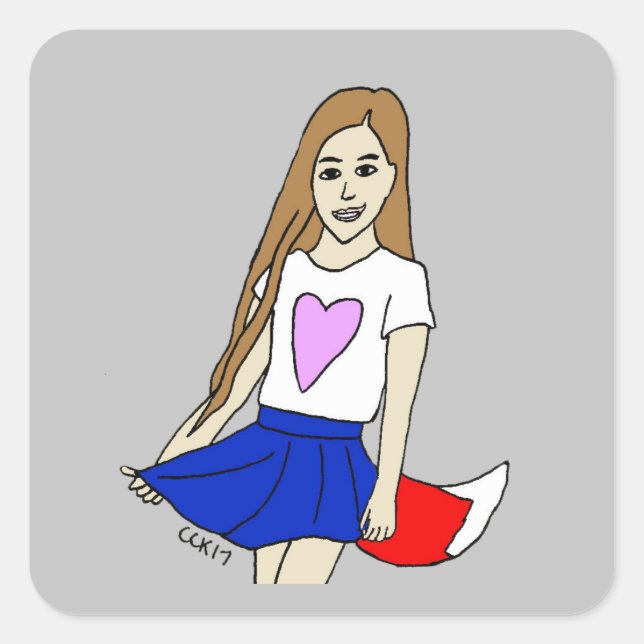 Adesivo Quadrado garota foxy (Frente)