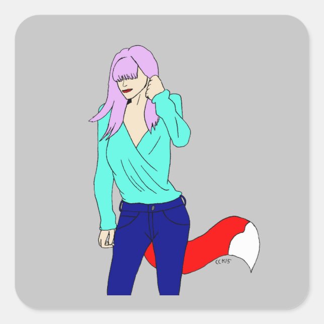 Adesivo Quadrado garota foxy (Frente)