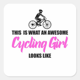Adesivo Quadrado garota incrível do ciclismo