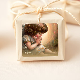 Adesivo Quadrado Garota Pequena Anjo Radiante Halo