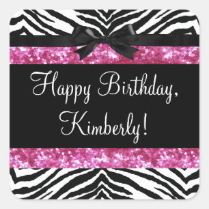 Adesivo Quadrado Garota Zebra-Garota Rosa-Quente