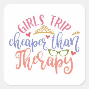 Adesivo Quadrado Garotas Design Engraçadas Viajam Mais Baratas Que