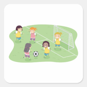 Adesivo Quadrado Garotas Jogando Futebol