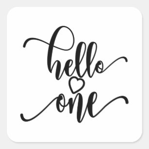 Adesivo Quadrado Garotas primeiros aniversarios Olá Um Bebê Bonito