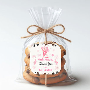 Adesivo Quadrado Garotas Rosa Quente Primeiro primeiro aniversario