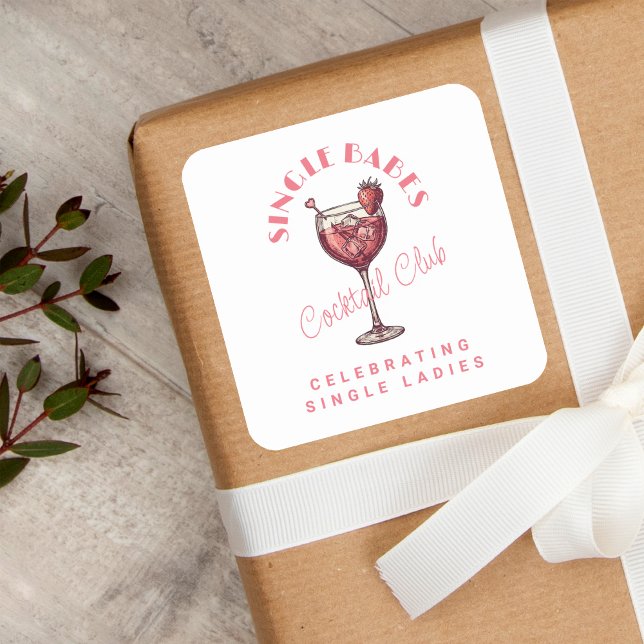 Adesivo Quadrado Garotas Solteiras Rosa Noite das Garotas Coquetel (Criador carregado)
