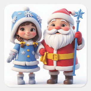Adesivo Quadrado 🎄 Garotinha do Papai Noel Natal Inverno ❄️