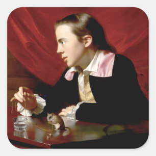 Adesivo Quadrado Garoto com esquilo