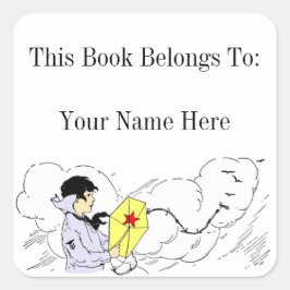 Adesivo Quadrado Garoto voando um guitarrista personalizado