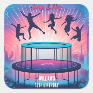 Adesivo Quadrado garotos legal trampoline Park 13