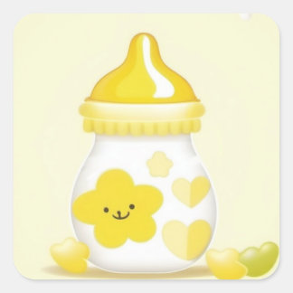 Adesivo Quadrado Garrafa amarela branca