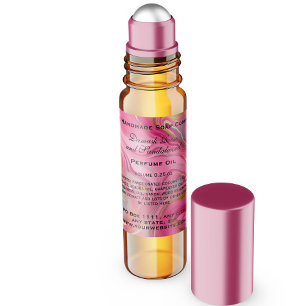 Adesivo Quadrado Garrafa rosa e Dourada do cilindro de perfumaria d