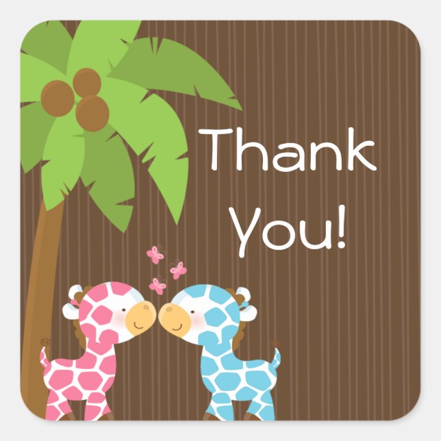 Adesivo Quadrado Gastos de Chás de fraldas Múltiplos Cuari Girafas (Frente)