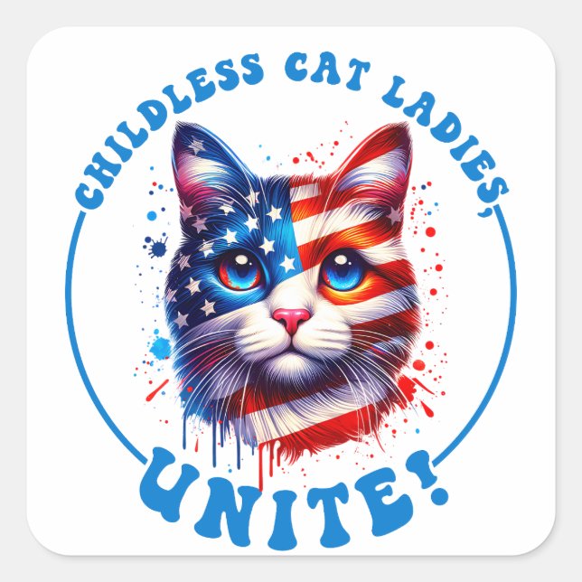 Adesivo Quadrado Gatinhas infantis unem Kamala Harris (Frente)