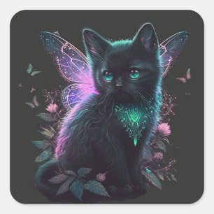 Adesivo Quadrado Gatinho de Fada Mágica