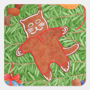 Adesivo Quadrado Gatinho GINGERBREAD Pequenos Pentes Quadrados