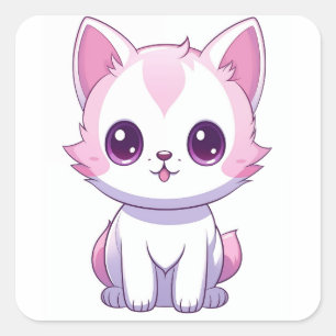 Adesivo Quadrado Gatinho Kawaii