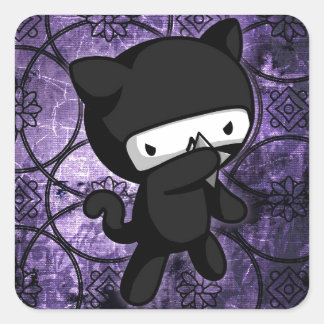 Adesivo Quadrado Gatinho Ninja