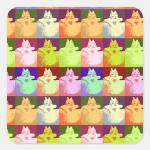 Adesivo Quadrado Gatinho pop Art Snow