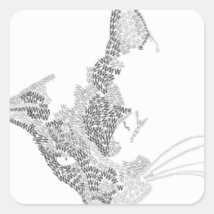 Adesivo Quadrado Gatinho tipográfico