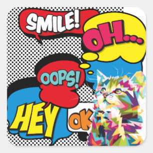 Adesivo Quadrado Gatinhos Coloridos Hope Icônica Pop Art