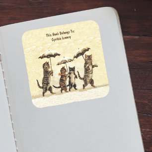 Adesivo Quadrado Gatinhos do grupo caminhando na vertical em amarel