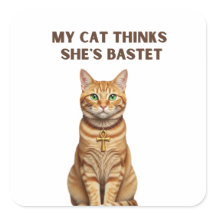 Gato Bastet Ancião Premium Sticker Dourado Ankh
