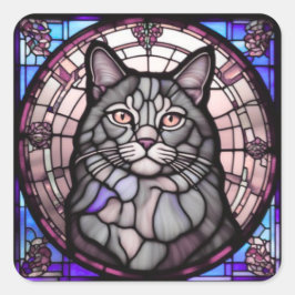 Adesivo Quadrado Gato Cinza 