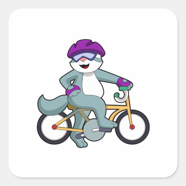 Adesivo Quadrado Gato com Bicicleta (Frente)