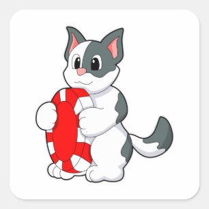 Adesivo Quadrado Gato com chip Poker